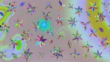 Çiçeksel çizim kalıbının yansıması. Tarafsız renklerde vadinin çiçekleri.