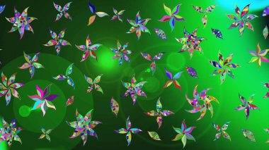 Yeşil renkli çiçekler. Raster illüstrasyonunda çiçek deseni çizimi.
