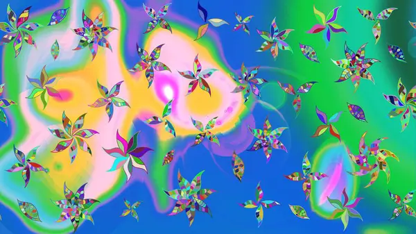 Arkaplan dokusu, duvar kağıdı, mavi renkli çiçek teması. Soyut etnik raster çizim kalıbı. Kabile sanatı boho baskısı, klasik çiçek arkaplanı.