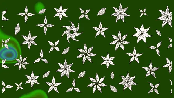 Yeşil renkli çiçekler. Hediye ambalaj kağıdı, tebrik kartları, posterler ve pankart tasarımı. Raster düz çiçek çizim deseni.