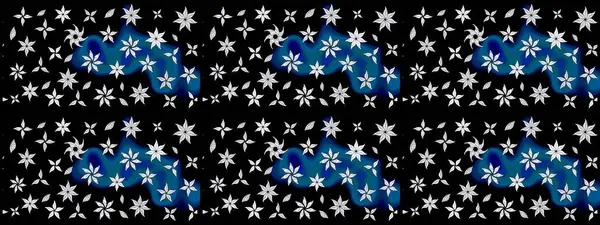 Sevimli çiçek raster deseni. Siyah renkli çiçekler. Renkli Bahar Teması eskiz kalıbı. Düz Çiçek Elementleri Tasarımı.