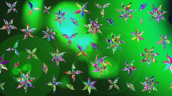 Renkli Bahar Teması eskiz kalıbı. Düz Çiçek Elementleri Tasarımı. Süslü kumaş deseni. Raster illüstrasyonunda çiçek deseni çizimi.