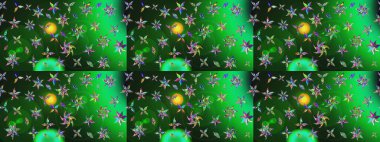 Çiçekli karalama şeklinde Raster çiçek deseni. Yumuşak, yaz çiçekli arka plan. Yeşil renkte çiçekler.