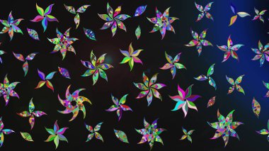 Gri renkli çiçekler. El çizimi çiçekli soyut çizim kalıbı. Raster illüstrasyonu.