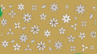 Renkli Bahar Teması eskiz kalıbı. Düz Çiçek Elementleri Tasarımı. Raster illüstrasyonu. Asya tekstil tarzında. Güzel kumaş deseni. Çiçek desenini çiz.