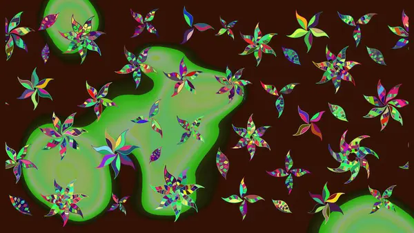 Şatafatlı bahar bahçesi dokusu. Kahverengi renkli çiçekler. Raster illüstrasyonu. Çiçek deseni. Kahverengi renkte çiçek çizimi.