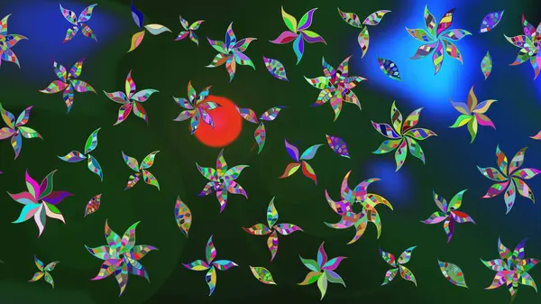 Güzel kumaş deseni. El çizimi. Raster illüstrasyonu. Çiçekler, dallar, otlar ve çiçekler.