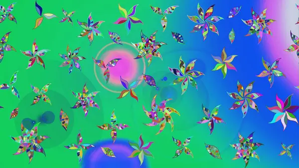 Yeşil renkli çiçekler. Raster illüstrasyonu. Çiçek süslemeli çizim deseni.