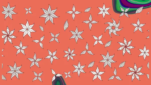 Raster illüstrasyonu. Raster illüstrasyonundaki çiçek desenli çizim. Turuncu renklerde. Güzel kumaş deseni.