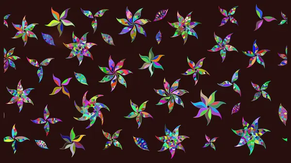 Kahverengi renkli çiçekler. Raster illüstrasyonu. Çiçek desenli eskiz, vuruşlar, sıçramalar, yaz çiçekleri..