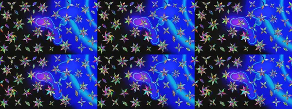 Renkli Yaz Temalı eskiz kalıbı. Mavi renkli çiçekler. Çiçekli eskiz çizimi. Düz Çiçek Elementleri Tasarımı.