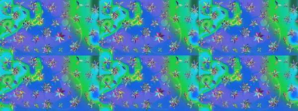 Tekstil, kumaş, ambalaj, hatıra defteri için hoş bir çiçek arkaplanı. Mavi arka planda. Elle çizilmiş çiçek desenli Raster çizimi. Çocuksu tasarım.