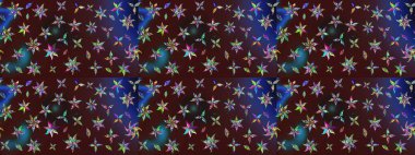 Çiçekleri, deniz kabukları, mandalaları ve suluboya efektleriyle donanma geçmişi. Yatak çarşafları, ceket, paket tasarımı, kumaş ve moda kavramları için tekstil baskısı. Çizim kalıbı etnik tasarım.