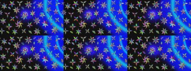 Mavi renkli çiçekler. Raster illüstrasyonu. El çizimi çiçekli soyut çizim deseni.