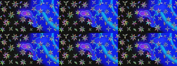 Renkli Yaz Temalı eskiz kalıbı. Mavi renkli çiçekler. Çiçekli eskiz çizimi. Düz Çiçek Elementleri Tasarımı.