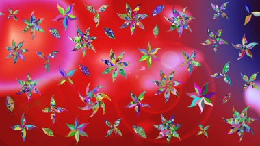 El çizimi çiçekli soyut çizim kalıbı. Kırmızı renkte çiçekler. Raster illüstrasyonu.