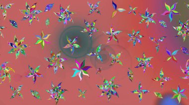 Pembe renkli çiçekler. Çizim çiçek deseni duvar kâğıdı olarak kullanılabilir. Raster illüstrasyonu.