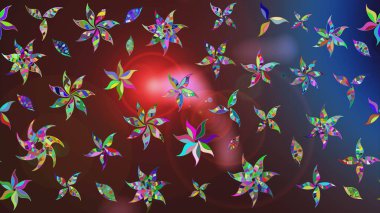 Hint süsü. Raster illüstrasyonu. Çizim kalıbı. Kahverengi renklerde. Renkli süs kenarı. Çiçek duvar kağıdı.