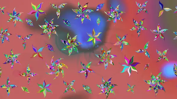 Raster illüstrasyonu. Çiçek desenli eskiz, darbeler, sıçramalar, yaz çiçekleri. Pembe renkte çiçekler.