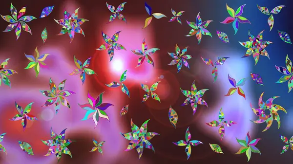 Raster illüstrasyonu. Çiçek süslemeli çizim deseni. Kahverengi renkte çiçekler.