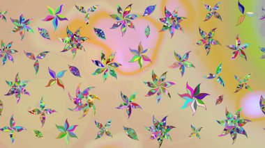 Çiçekli çizim şekli. Düz Çiçek Elementleri Tasarımı. Renkli Bahar Teması eskiz kalıbı. Bej renkte çiçekler.