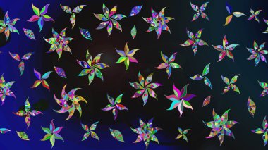 3D çiçekler, eskiz. Gri renklerde. Raster illüstrasyonu.