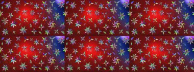 Çiçek desenli eskiz. Kırmızı renkte çiçekler. Renkli Bahar Teması eskiz kalıbı. Düz Çiçek Elementleri Tasarım Raster illüstrasyonu.