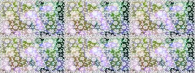 Çiçek ve yapraklı karalama şeklinde Raster çiçek deseni. Raster illüstrasyonu. Tarafsız renklerde bahar çiçekleri..