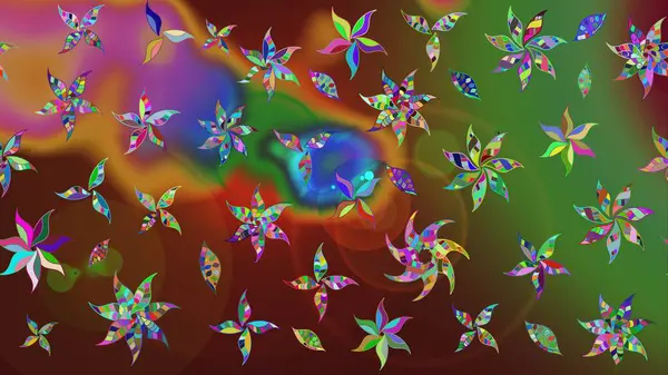 Klasik çiçek tasarımı elementleri. Raster illüstrasyonu. Kahverengi kıvırcık çiçekler kahverengi renklerde şekillenir.