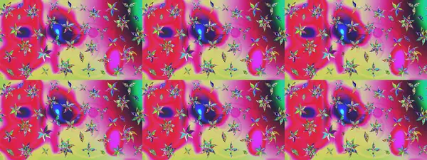 Çiçekli yaz çiçekleri. Küçük çiçekte güzel bir desen. Küçük renkli çiçekler. Moda baskıları için zarif bir şablon. Motley illüstrasyonu. Çizim.