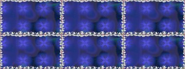 Mavi renklerde. Raster illüstrasyonu. Çiçekli güzel suluboya desen.