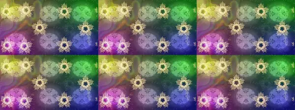 Kar tanesi renkli desen. Snowflakes desen. Raster kar taneleri arka plan. Renk arka plan üzerinde izole soyut kar taneleri ile düz tasarım. Raster illüstrasyon.