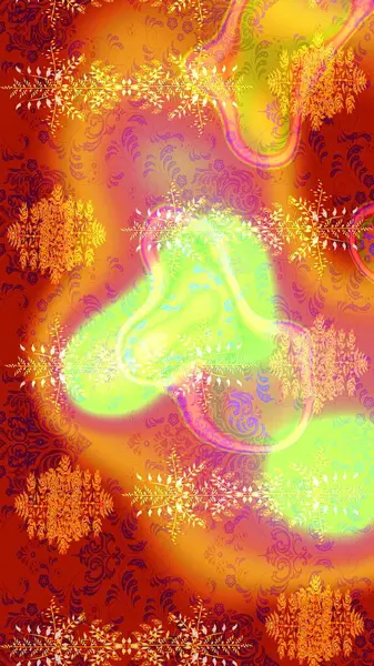 Raster Illustrasyon 'daki Çiçek Deseni' nin son moda çizimi. Düz Çiçek Elementleri Tasarımı. Renkli Yaz Temalı eskiz kalıbı. Turuncu, kırmızı ve sarı renkte çiçekler.