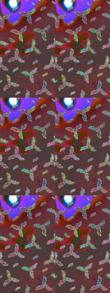 Noel stili. Raster illüstrasyonu. Kahverengi, mor ve kırmızı renkte kar taneleri.