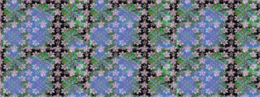 Doodle çiçekler ve dalları, otlar ve çiçekler. Elle çizilmiş. Raster resim. Güzel kumaş deseni.