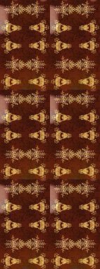 Düz Çiçek Elementleri Tasarımı. Raster Modaya uygun kumaş deseni. Kahverengi, bej ve kırmızı renkli şirin çiçek desenleri. Renkli Bahar Teması çizim şablonu.