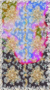 Tekrarlayan elementlerle soyut arkaplan oluşturun. Raster illüstrasyonu. Gri renkler ve altın elementler üzerinde altın pürüzsüz desen. Kusursuz, klasik altın desen..