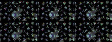 Siyah renkli çiçekler. Raster illüstrasyonu. El çizimi çiçekleri olan soyut, pürüzsüz desen.