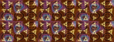 Raster kahverengi, mor ve sarı kar tanelerinden izole edilmiş. Kar taneleri koleksiyonu. Güzel bir kış süsü. Raster illüstrasyonu.