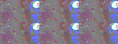 Çiçekli çiçek deseni, suluboya. Raster deseni. Küçük çiçekte güzel bir çiçek deseni..