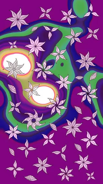 Süslü kumaş deseni. Renkli Bahar Teması eskiz kalıbı. Düz Çiçek Elementleri Tasarımı. Raster illüstrasyonunda çiçek deseni çizimi.