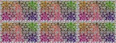 Düz Çiçek Elementleri Tasarımı. Güzel kumaş deseni. Renkli Yaz Temalı Kusursuz Arkaplan. Raster illüstrasyonunda trendsiz çiçek deseni.