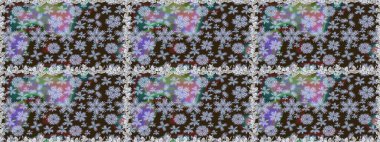 Tropik, dikişsiz çiçek deseni. Kahverengi renkli çiçekler. Raster illüstrasyonu.