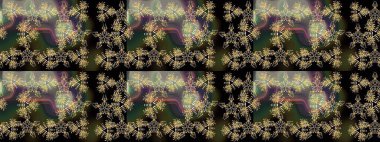 Siyah çiçekli kusursuz desen, suluboya çiçek deseni, sevimli çiçek, duvar kağıdı, kart ya da kumaş için fayanslı. Raster - stok.