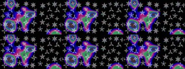 Raster illüstrasyonundaki çiçek desenli çizim. Renkli Bahar Teması eskiz kalıbı. Düz Çiçek Elementleri Tasarımı. Siyah renkte çiçekler.