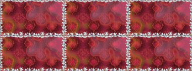 Raster illüstrasyonu. 3 boyutlu çiçekler, pürüzsüz. Kırmızı renklerde.