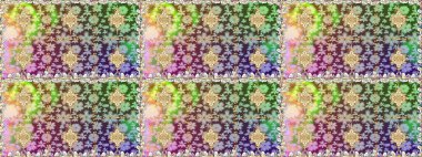 Tarafsız renklerde altın rengi ve altın elementler üzerinde altın pürüzsüz desen. Raster illüstrasyonu. Kusursuz damaske klasik altın desen. Tekrarlayan ögelerle soyut arkaplan Raster.