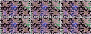 Süslü kumaş deseni. Düz Çiçek Elementleri Tasarımı. Raster illüstrasyonunda kusursuz çiçek deseni. Renkli Bahar Teması Kusursuz Arkaplan.