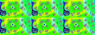 Çiçek Elementleri 'nin soyut geçmişi. Yeşil, mavi ve sarı renkler üzerine tasarım. Raster illüstrasyonu. Raster kış deseni.