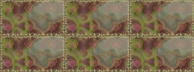 Raster illüstrasyonunda kusursuz çiçek deseni. Suluboya tarzında kahverengi renkte çiçekler.